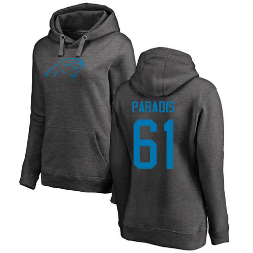 Carolina Panthers Ash Women Matt Paradis One Color NFL Football #61 Pullover Hoodie Sweatshirts->women nfl jersey->Women Jersey